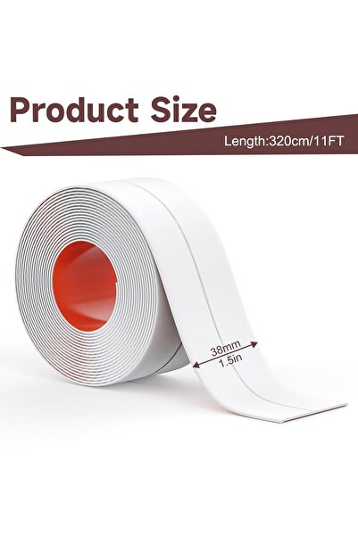 Arabest Caulk Tape, Waterproof Self-Adhesive Sealant Strip, 3 Rolls White Cau...