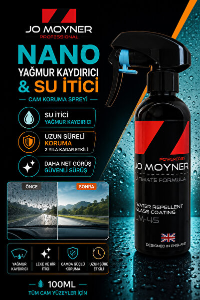 Jo Moyner Nano Hidrofobik Yağmur Kaydırıcı Cam Su itici Sprey 100ml Water Rep...