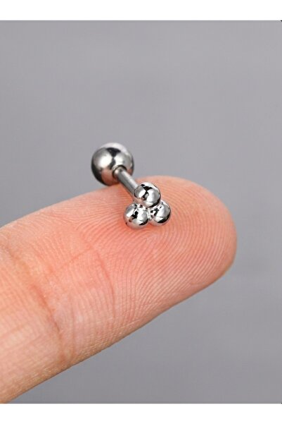 Bylin Takı %100 316 L Cerrahi Çelik Üç Top Kıkırdak Piercing- Bar Uzunluğu 6 ...
