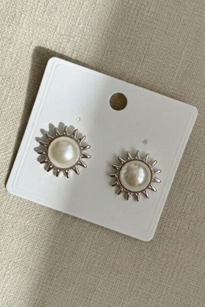 Crc Bijuteri Silver Color Sun Pattern Vintage Earrings