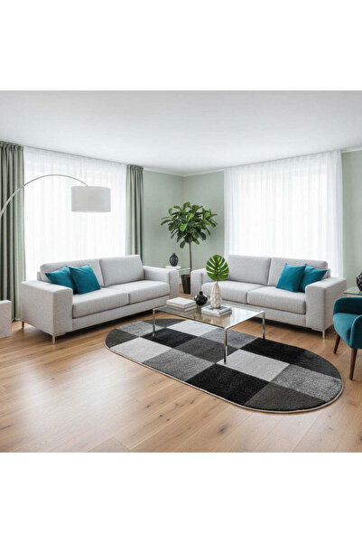 OEM Garden Square Grey/Black Rug, Oval - 200 x 300