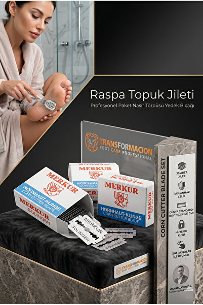 Transformacion 30'lu Paket Raspa Jileti Topuk Törpüsü Nasır Rendesi Yedek Bıç...