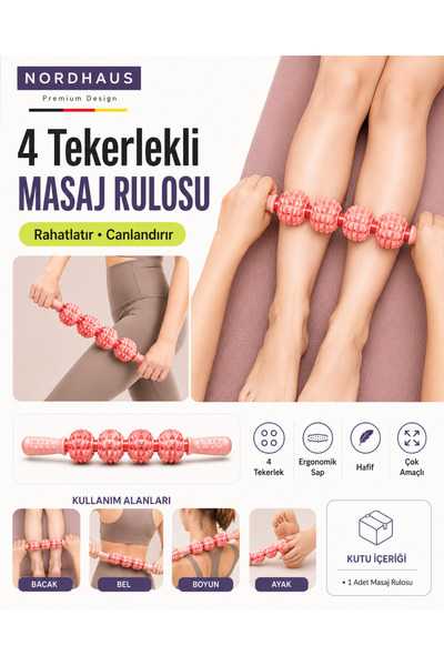 Nordhaus 4 Tekerlekli Masaj Topu Kas Masaj Rulosu Sporcu Masaj Çubuğu