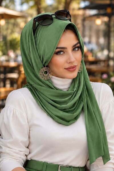 Aişe tesettür Spring Green Hat and Shawl