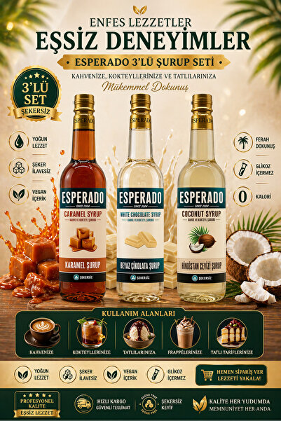 ESPERADO Şekersiz Hindistan Cevizi * Karamel *beyaz Çikolata Aromalı Şurup - ...