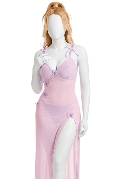 Lingerie and Fashion Style See Through Mesh Butterfly Backless Long Lingerie ...
