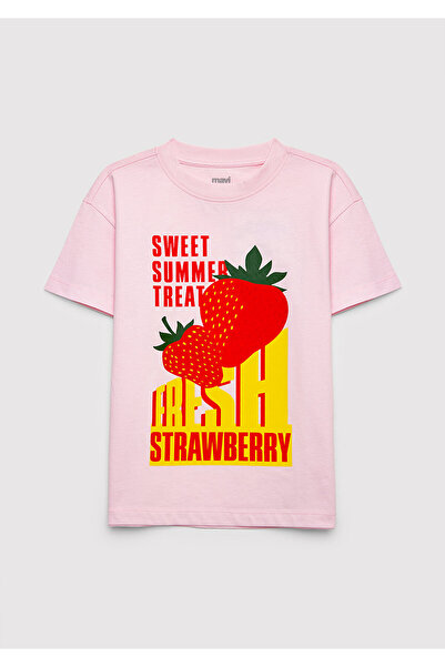 Mavi Printed Pink T-Shirt Loose Fit / Relaxed Comfortable Cut 7610432-90773