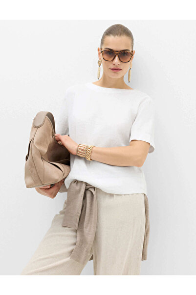 Marks & Spencer Keten Karışımlı Scoop Yaka T-Shirt