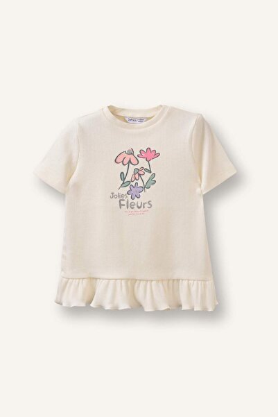 DeFacto Tricou cu mânecă scurtă, cu decolteu rotund, cu imprimeu floral, pent...