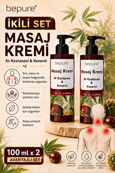 Bepure Masaj Kremi, At Kestanesi Ve Kenevir Içeren Masaj Kremi (2X100 ml)