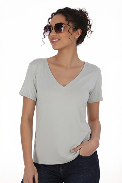 penyebizden Tricou din viscoză cu decolteu în V - Gri