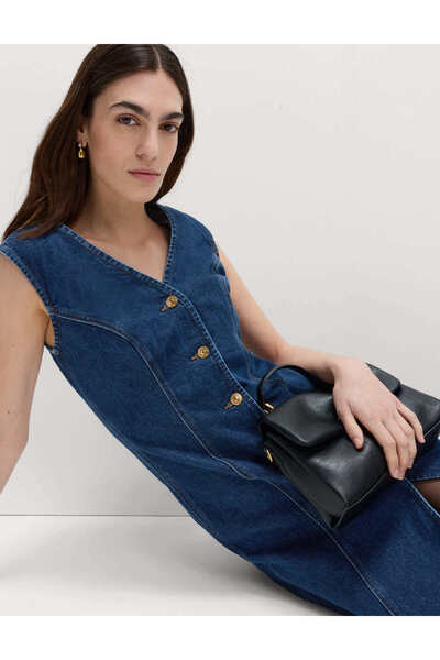 Marks & Spencer Pamuklu Denim Midi Elbise