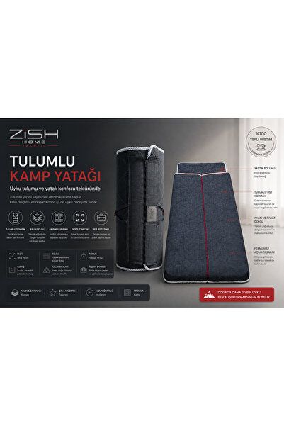 Zishome Mavi Taşınabilir Kendinden Fermuarlı Tulumlu Katlanır Kamp Yatağı Ann...