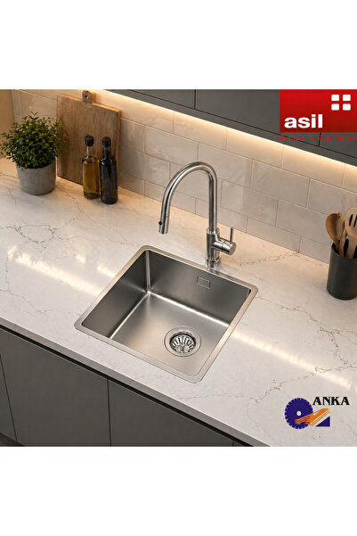 Asil Drawn R15 Series As 358 40×45 Cm Paslanmaz Çelik Mutfak Evyesi, Mutfak L...