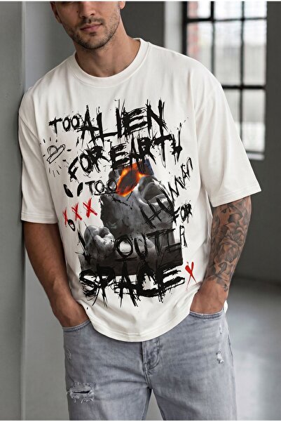 HerTon Tricou grafic cu slogan în stil streetwear pentru bărbați