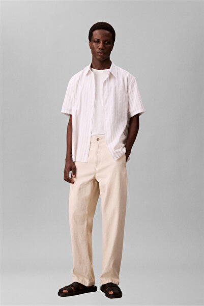 Calvin Klein Erkek Regular Fit CK Logo İşlemeli Yuvarlak Yakalı Kısa Kollu Be...