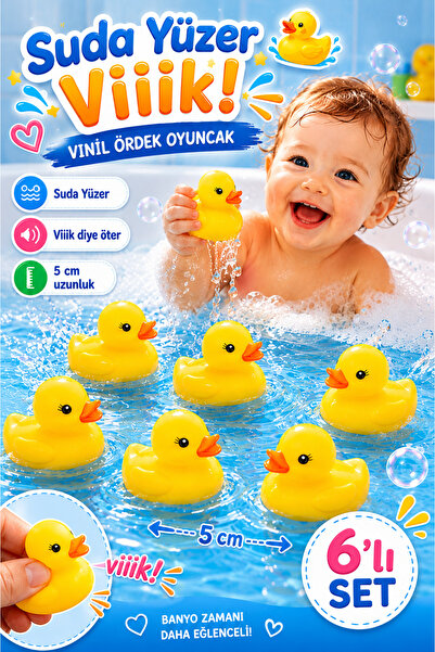 Vinyl Duck 6 Pieces Bath Toy Set with Sound Duck Brothers