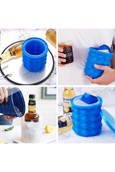 Arabest 2-in-1 Silicone Ice Bucket & Cube Maker, Portable with Lid for Whiske...