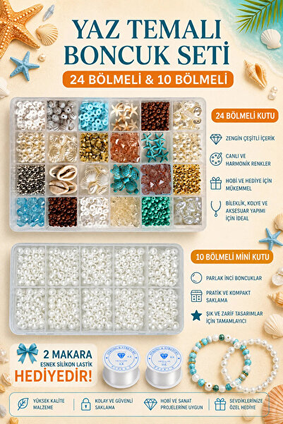 By MO Accessories Cutie de mărgele de perle cu tematică de vară și culori, se...