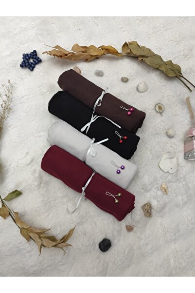 ALTIN DİKİŞ Combed Cotton Shawl Set of 4 Soft Textured Jersey Combed Cotton S...