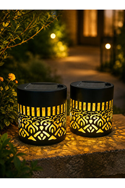 Leon Lifestyle 2 pcs Solar Garden Lights, Outdoor Solar Lantern with LED Flic...
