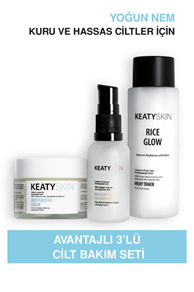 KEATY Kuru & Hassas Ciltler İçin Yoğun Nem Seti | Toner 200ml + Serum 30ml + ...