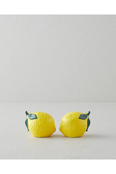 English Home Lemon Stoneware 2'li Tuzluk - Biberlik 6,5x5x5,5 cm Sarı