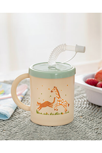 English Home Safari Plastik Pipetli Bardak Yeşil