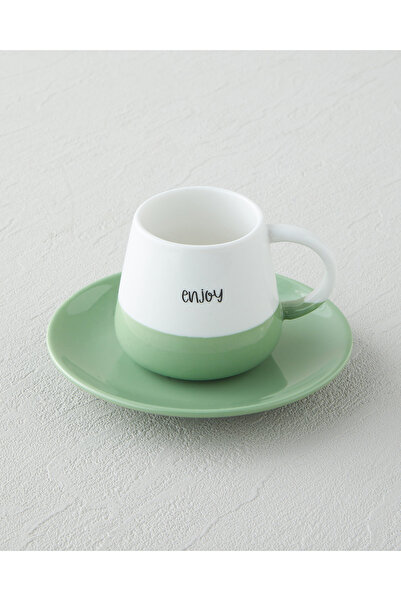 English Home Mood Cups New Bone China 8 Parça 4 Kişilik Kahve Fincan Takımı 90 ml Renkli