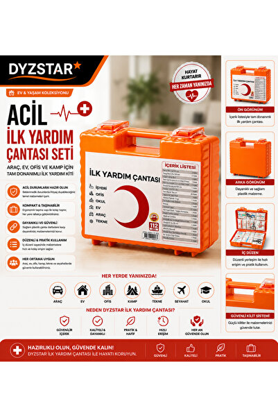 DYZSTAR Acil İlk Yardım Çantası Seti Araç Ev Ofis Kamp ve Seyahat İçin Tam Do...
