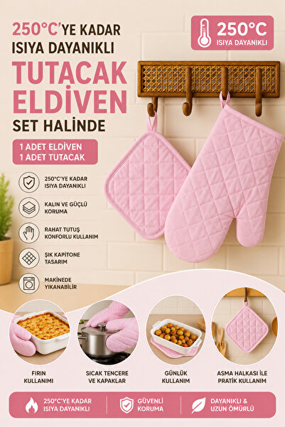 Miabella Home Fırın Eldiveni Fırın Tutacağı Premium Isı Geçirmez Mutfak Eldiv...