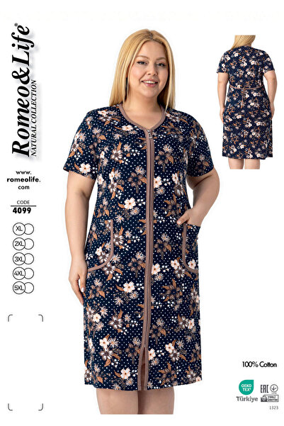 ROMEO LİFE Women's Plus Size 100% Cotton Combed Cotton Fabric Zippered Summer...