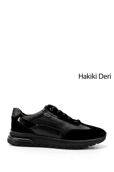 GÖNDERİ(R) Adidași din piele naturală cu șireturi negre pentru bărbați, cu tă...