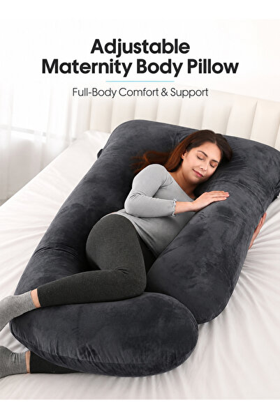 Pomefar G-Shaped Pregnancy Pillow with Removable Velvet Cover, Full Body Mate...