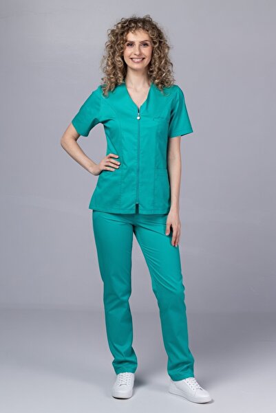 tag Costum medical PREMIUM ZIP COMFORT pentru femei, verde crom