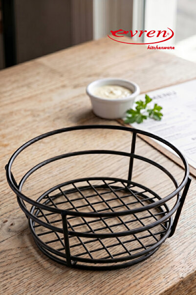 Evren Round Bread Basket 17X6 Cm, Horeca French Fries Bread Presentation Bask...