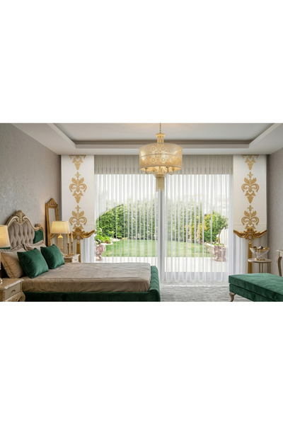Nazhome Varaklı Perde Stor Fon