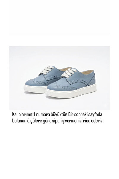 BeSteps Mavi Oxford Hakiki Deri Ortopedik Termo Kaymaz Taban EL Yapımı Erkek ...