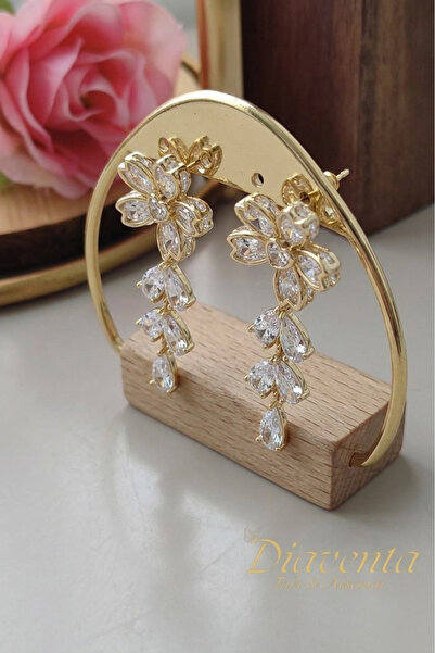 DİAVENTA TAKI VE AKSESUAR XUPING JEWELRY BEYAZ ZİRKON TAŞLI SALLANTILI ÇİÇEK ...