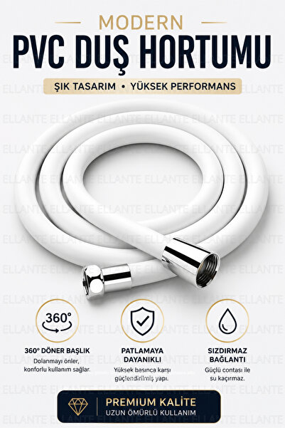 150cm Modern WHITE Pvc Shower Hose, Flexible And Explosion Proof - Stainless Bathroom Hose