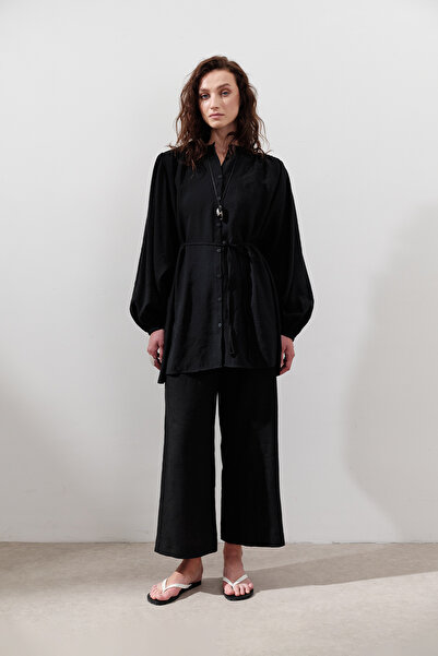 Manuka Tencel Ruched Tunic Black