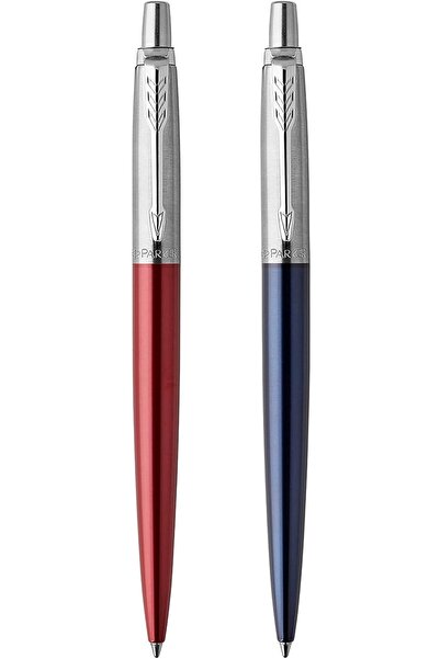 Parker مجموعة جوتر لندن ديو ديسكفري: قلم حبر جاف أحمر كينسينغتون وقلم جل أزرق...