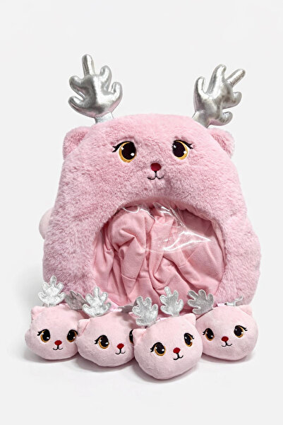 Ecrou Geyik Yavrulu Peluş Pembe