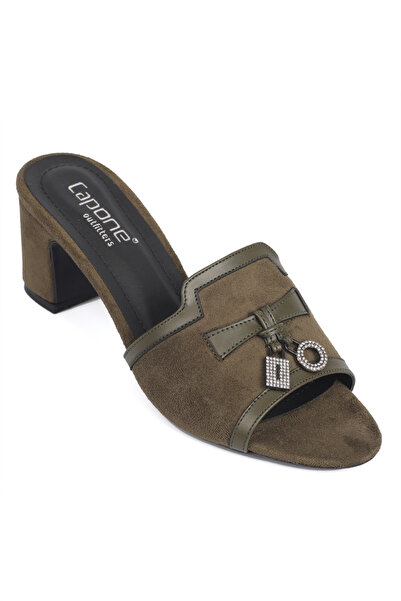 Capone Outfitters Nady Medium Heeled Single Strap Women's Slippers with Stone...