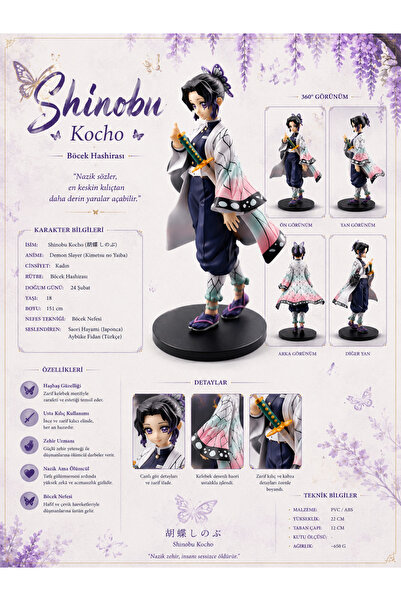 Genel Markalar Demon Slayer (ŞEYTAN AVCISI) Anime Shinobu Kochou Figür Oyunca...