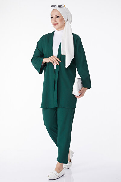 Generic Brand Cardigan Pantaloni Set dublu Smarald - 27115