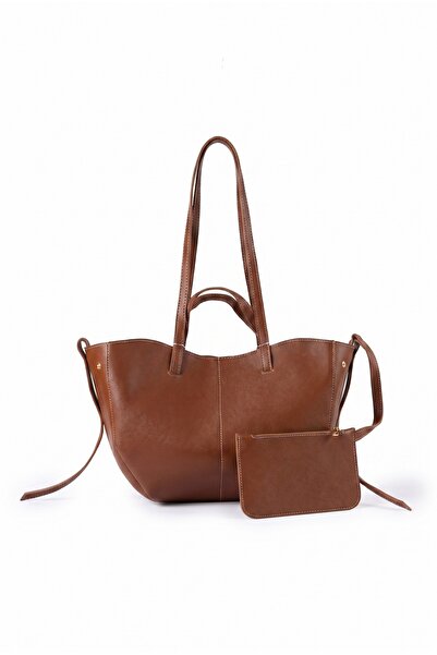GLONDY Valore Faux Leather Wallet Detailed Women's Shoulder Bag Brown