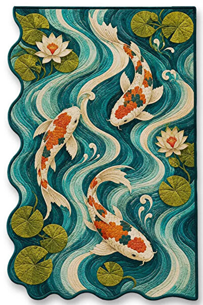 Rugs Modern Halı SDT Balık Tema Desenli Modern Dokuma Taban Dekoratif Halı sd...