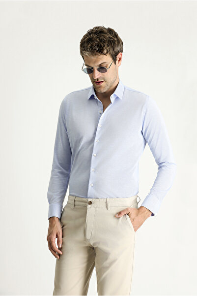 Kiğılı Μακρυμάνικο Slim Fit Slim Fit Αθλητικό πλεκτό βαμβακερό πουκάμισο Easy...