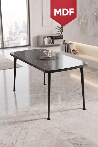 Canisa Runes Serisi MDF Sabit 80x130Siyah Mermer Desen Mutfak Masası